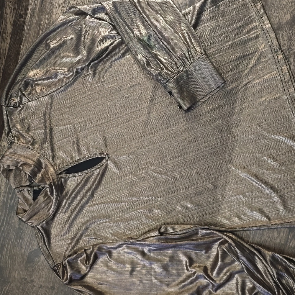 ALICE BLUE Copper Metallic‎ Long Sleeve Top Sz L